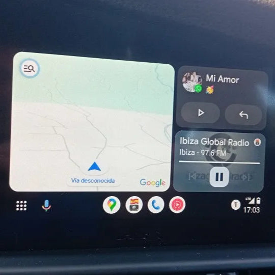 Alfa Romeo infotainment screen displaying the integrated wireless Apple CarPlay map view during the day.
