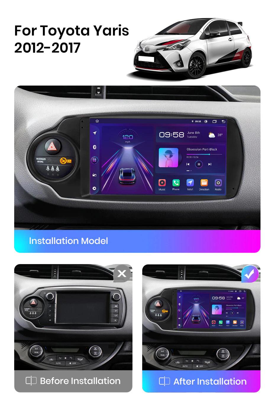 Toyota Yaris | 2012-2018 | Android Screen VMS