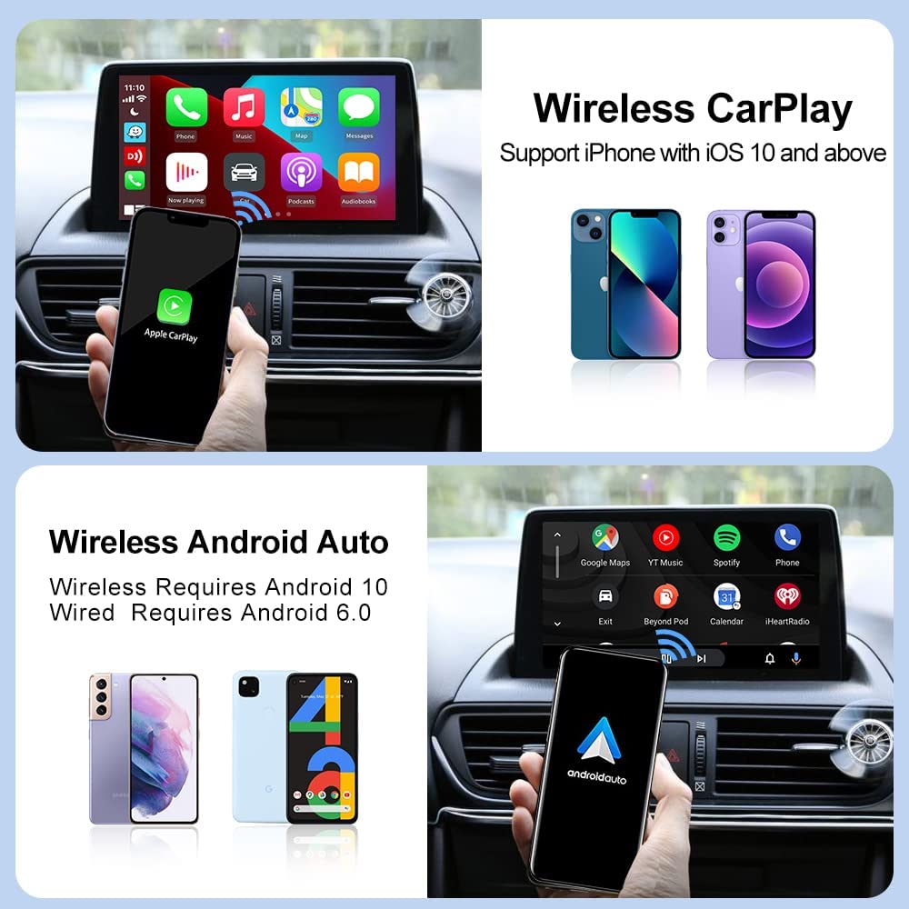 Wireless CarPlay and Android Auto activator dongle for OEM infotainment systems โ plug-and-play adapter for cable-free smartphone connection