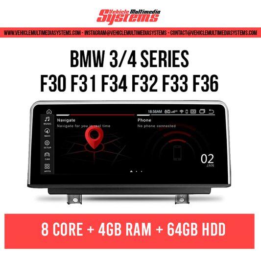 BMW Serie 3 Serie 4 | F30 F31 F34 F32 F33 F36 | Pantalla Android | NBT, CIC, EVO